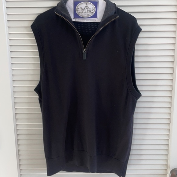 Golf Quarter Zip Sweater Vest - 100% Supima Cotton - L - Black - Picture 1 of 5